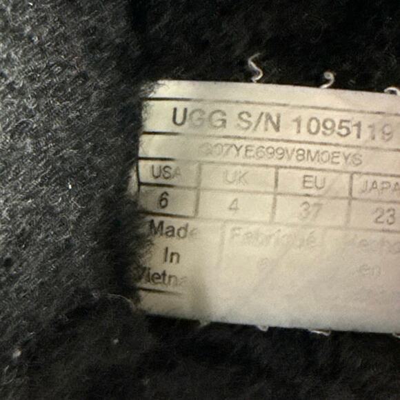 UGG Fluff Yeah Black Faux Fur Strap Logo Slingback Slippers Slides Sandals Sz 6 - Picture 8 of 8